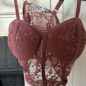 Love J Women's Lace Bustier -mauve